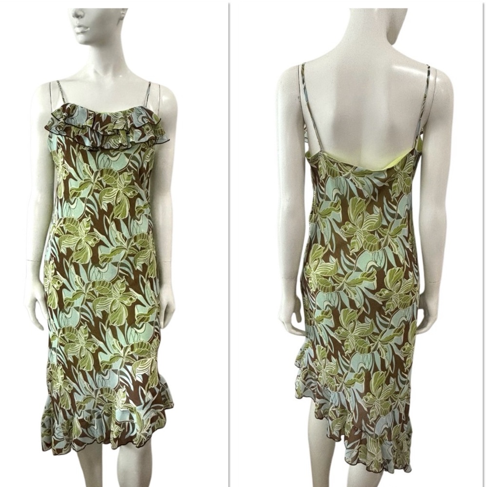 Y2K Abstract Floral Print Slip Style Midi Dress